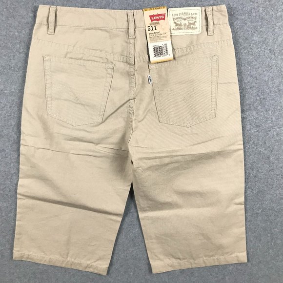 New Levis 511 Shorts Mens Small Size 20 Khaki Beige Tan Slim Short Plaza Taupe - Picture 12 of 15